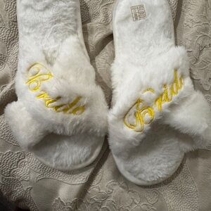 White and Gold Bridal Slippers